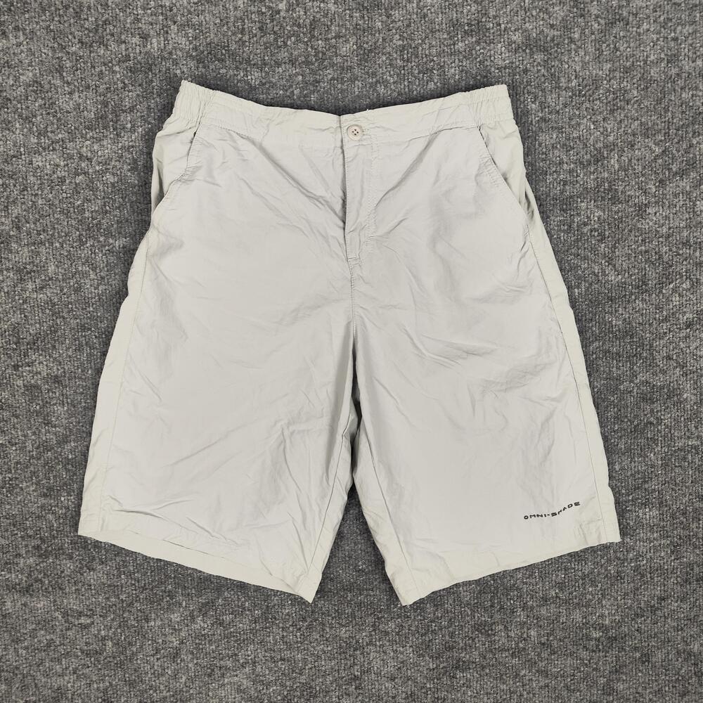 Columbia PFG Shorts Mens Large Beige Omni-Shade Nylon Fishing Hiking Outdoor